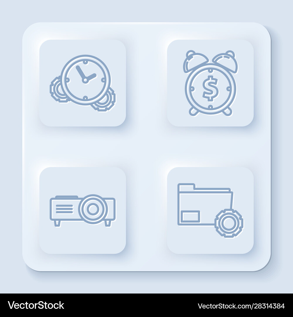 Set line time management alarm clock with dollar Set line time management alarm clock with dollar vector image