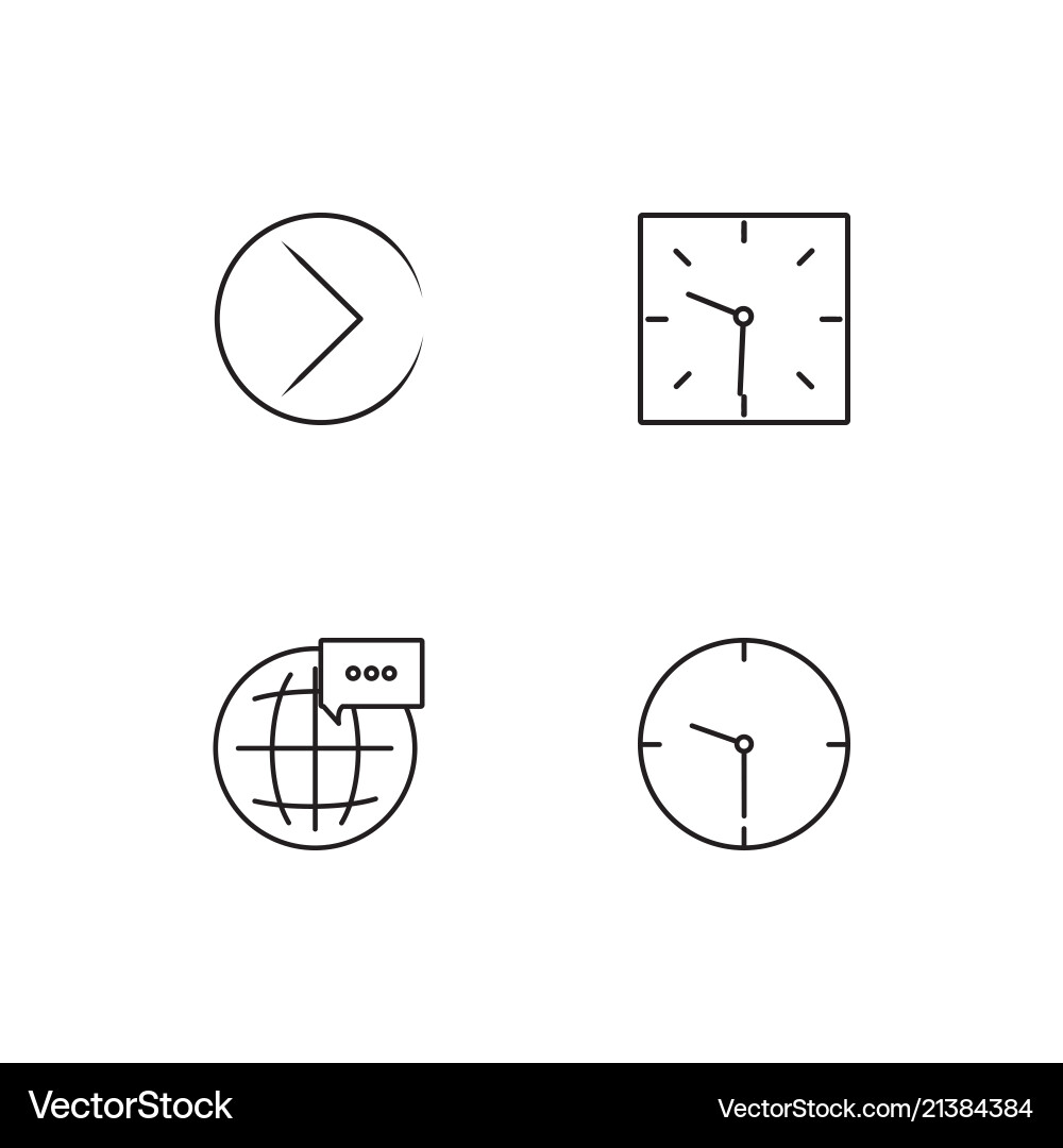 Time linear icons set simple outline Vector Image