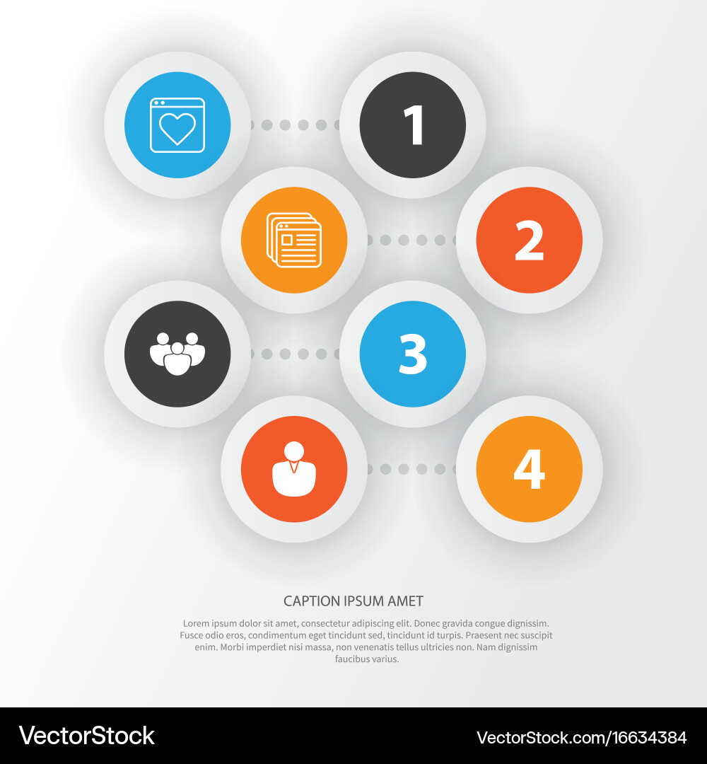 Web icons set collection of team followed vector image
