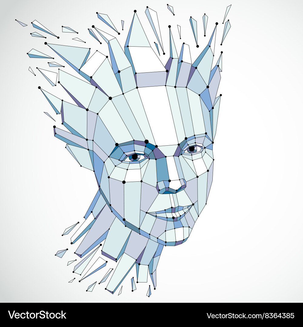 3d portrait created with lines mesh intelligence Vector Image