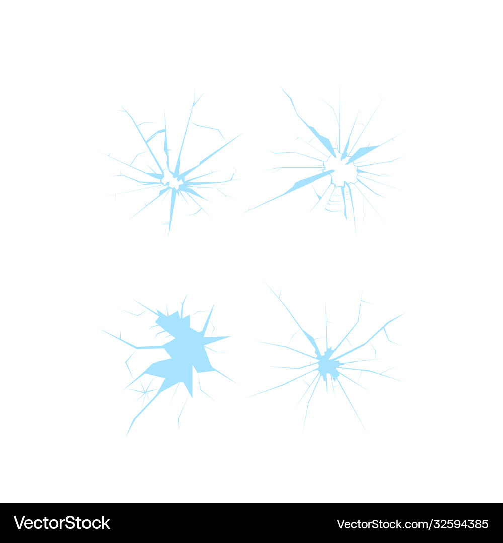 Broken window different cracks set Broken window different cracks set vector image