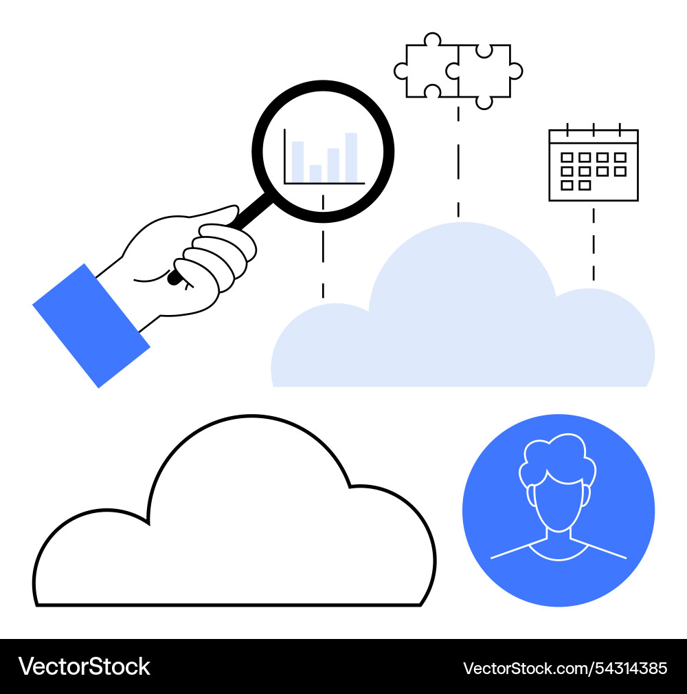 Cloud computing concept with magnifying glass bar Cloud computing concept with magnifying glass bar vector image