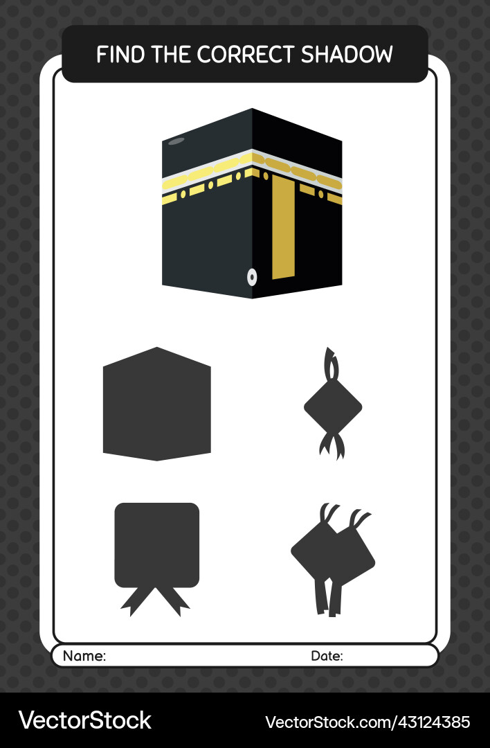 Find the correct shadows game with kaaba Find the correct shadows game with kaaba vector image