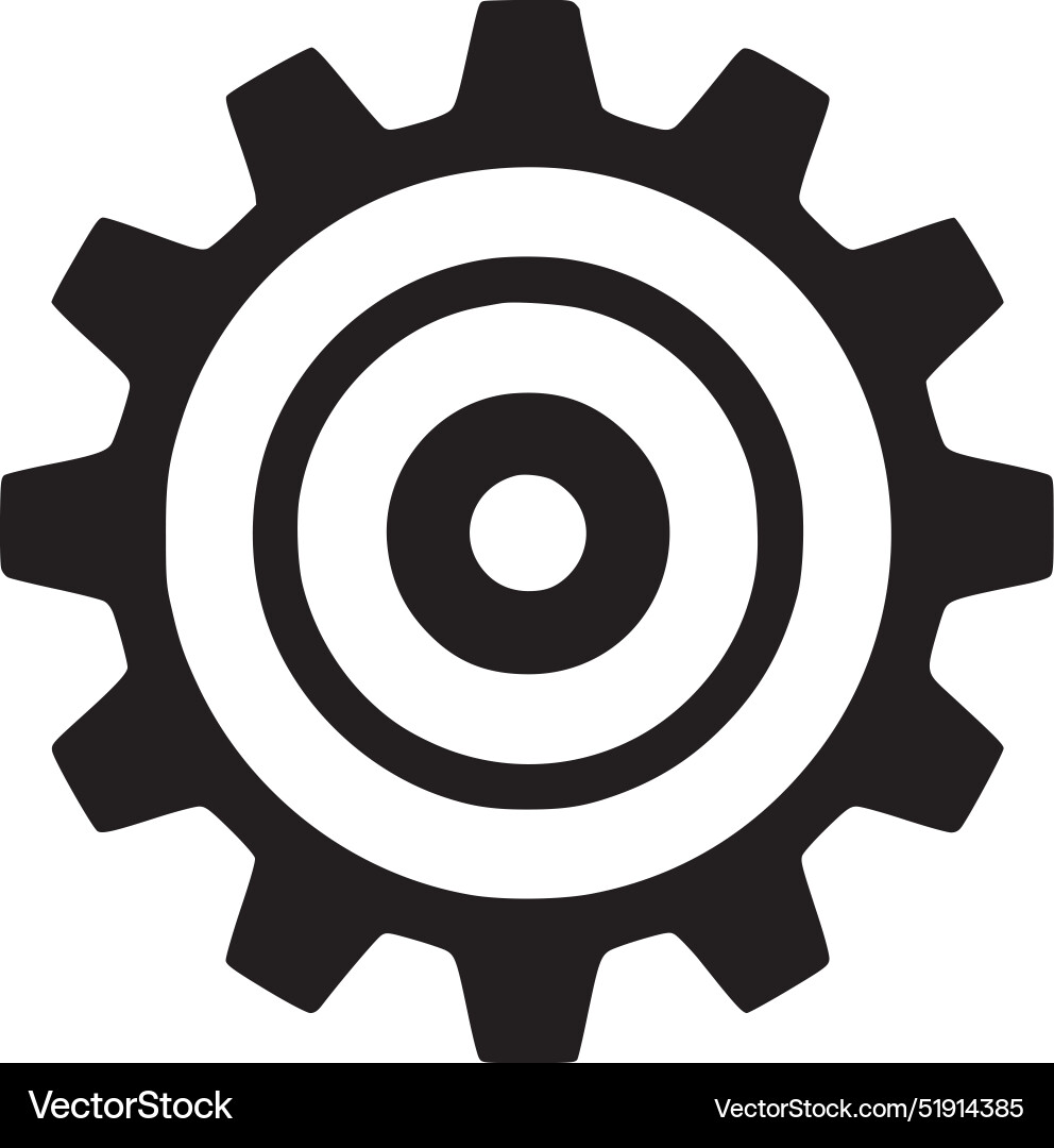 Gear - black and white Vector Image