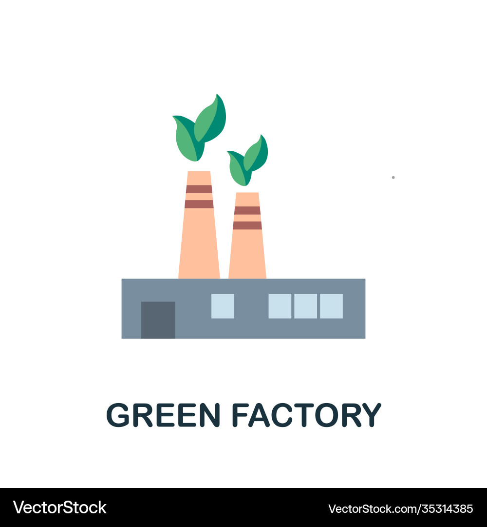 Green factory flat icon simple element from save Vector Image