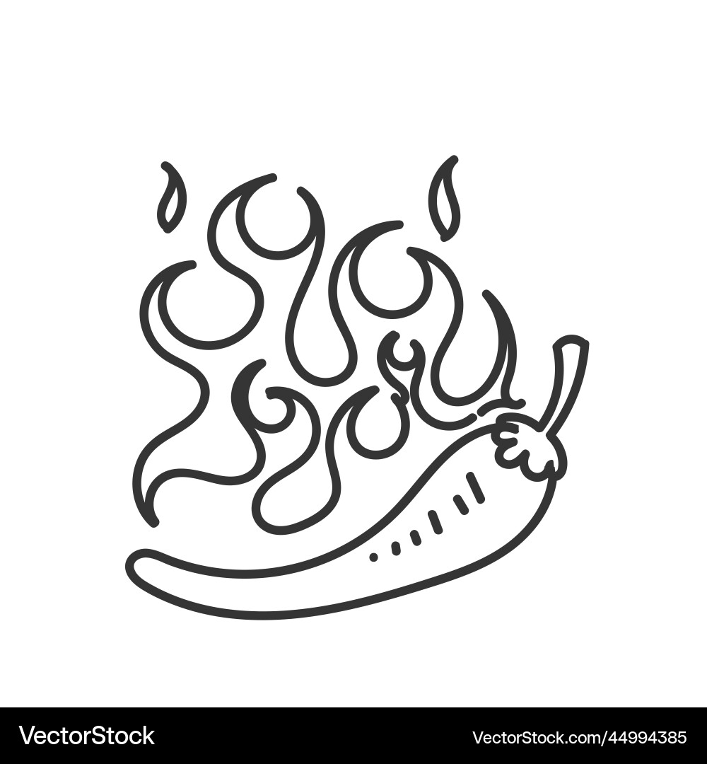Hand drawn doodle burning chili pepper Hand drawn doodle burning chili pepper vector image