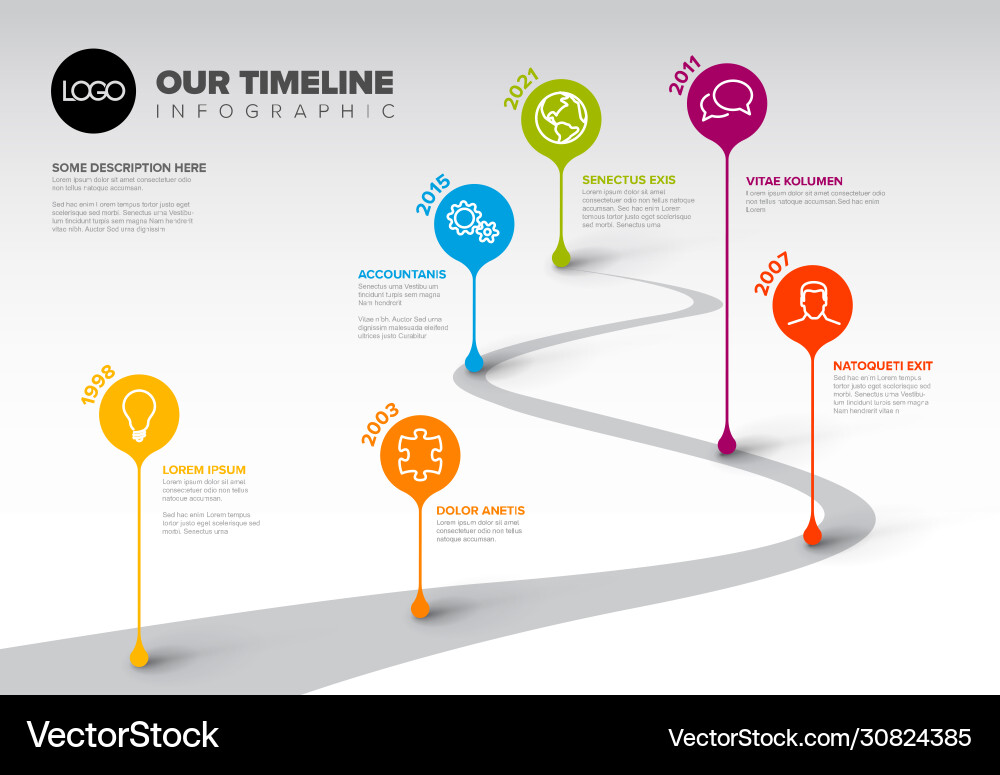 Infographic timeline template with pointers Infographic timeline template with pointers vector image