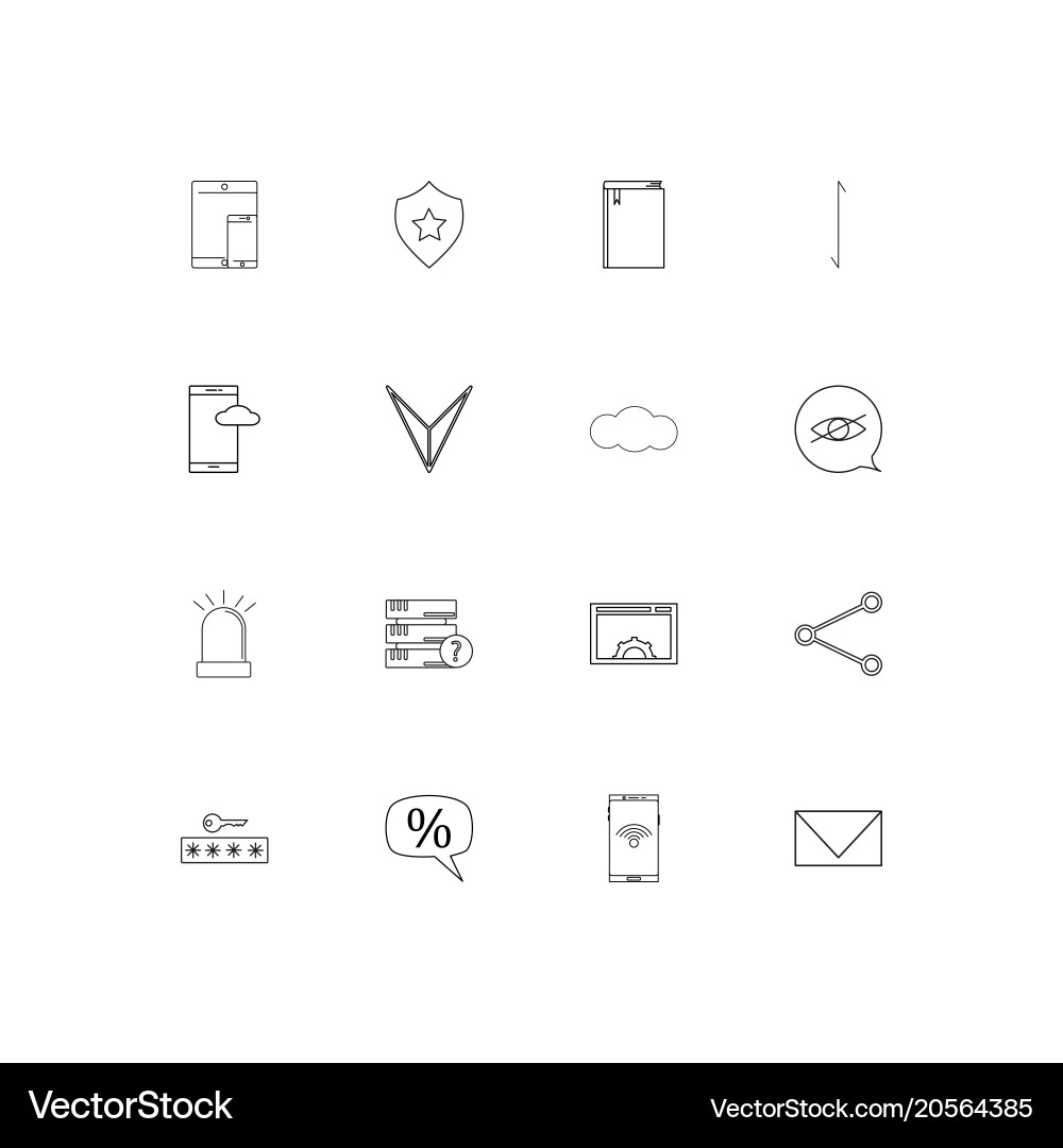 Internet technologies simple linear icons set Vector Image