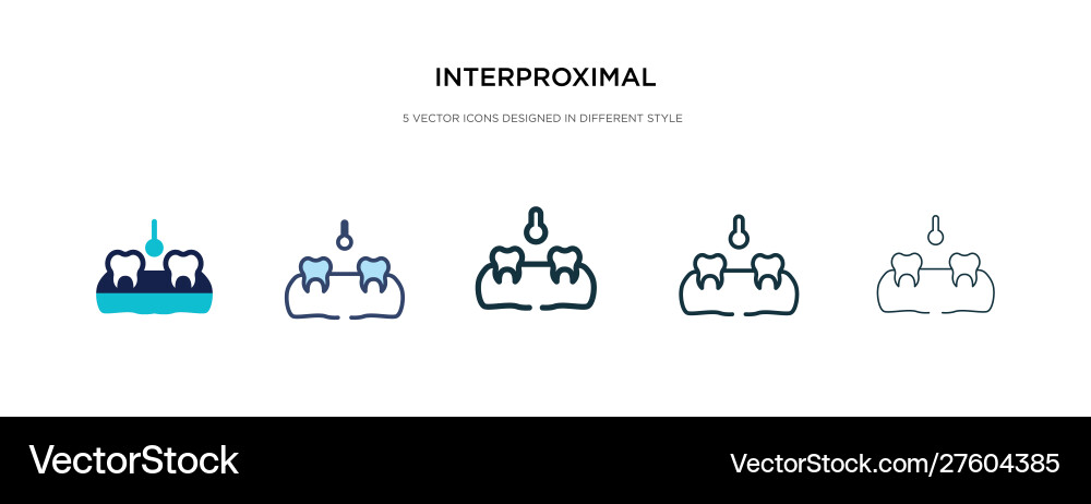 Interproximal icon in different style two vector image