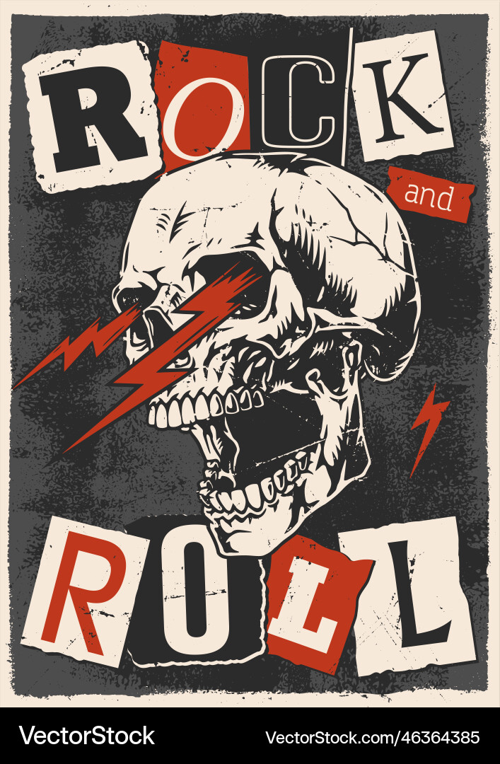 Rock and roll colorful poster Royalty Free Vector Image