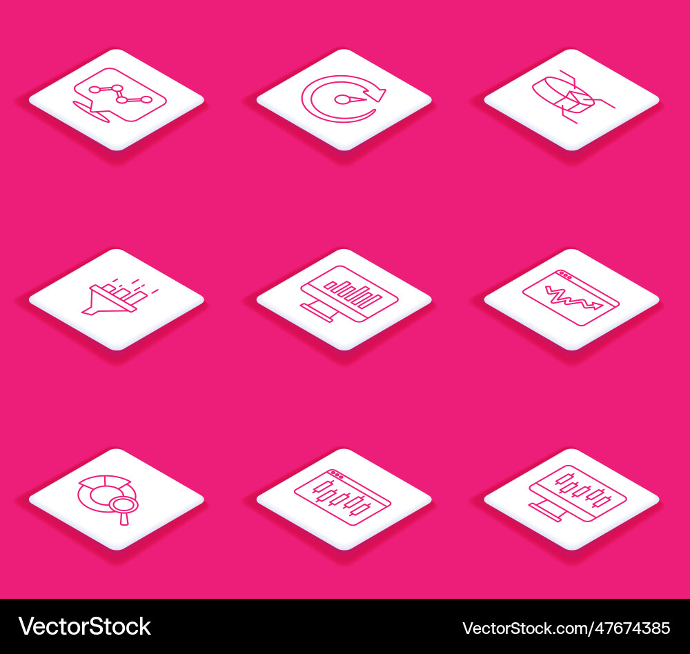 Set line graph chart infographic digital speed Set line graph chart infographic digital speed vector image