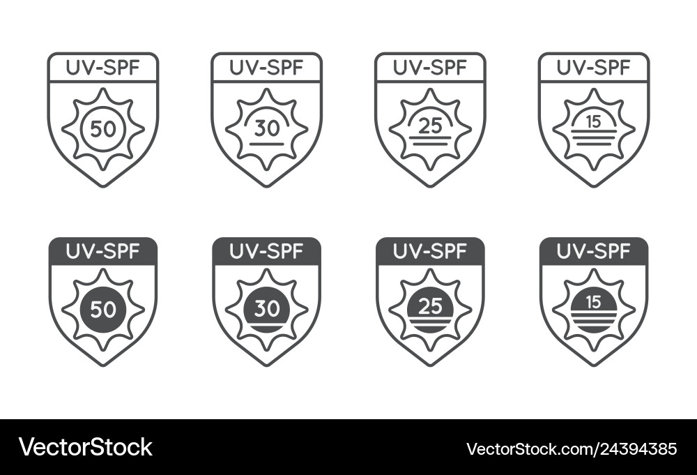 Sonnenschutzset uv Index spf 50 30 25 Sonnenschutzset uv Index spf 50 30 25 vektorbild