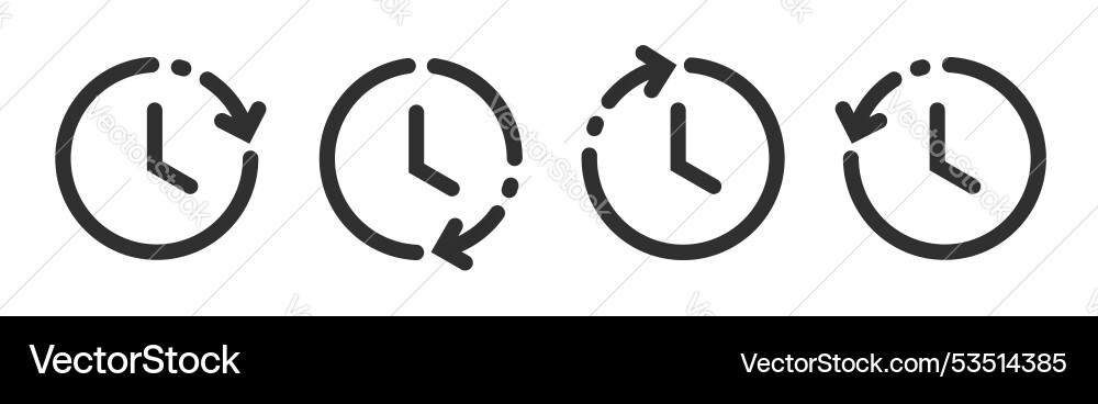 Time flexible reverse forward icon delay start Time flexible reverse forward icon delay start vector image