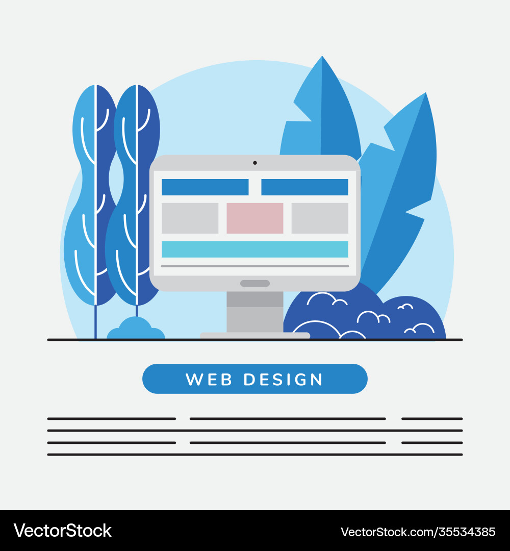Web design and computer with leaves vector image