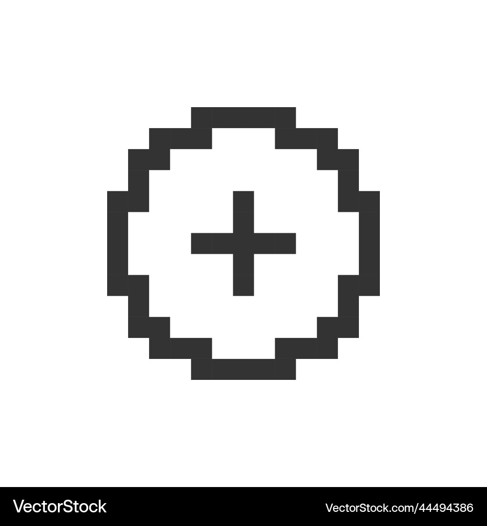 Add button pixelated ui icon Add button pixelated ui icon vector image
