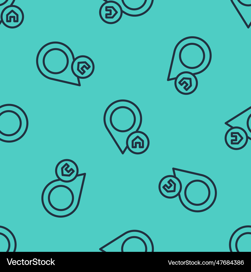 Black line map pointer with house icon isolated Black line map pointer with house icon isolated vector image