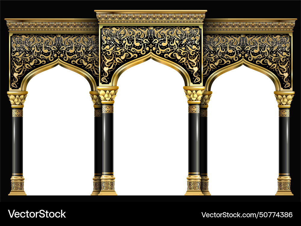Golden luxury classic arch portal with columns vector image