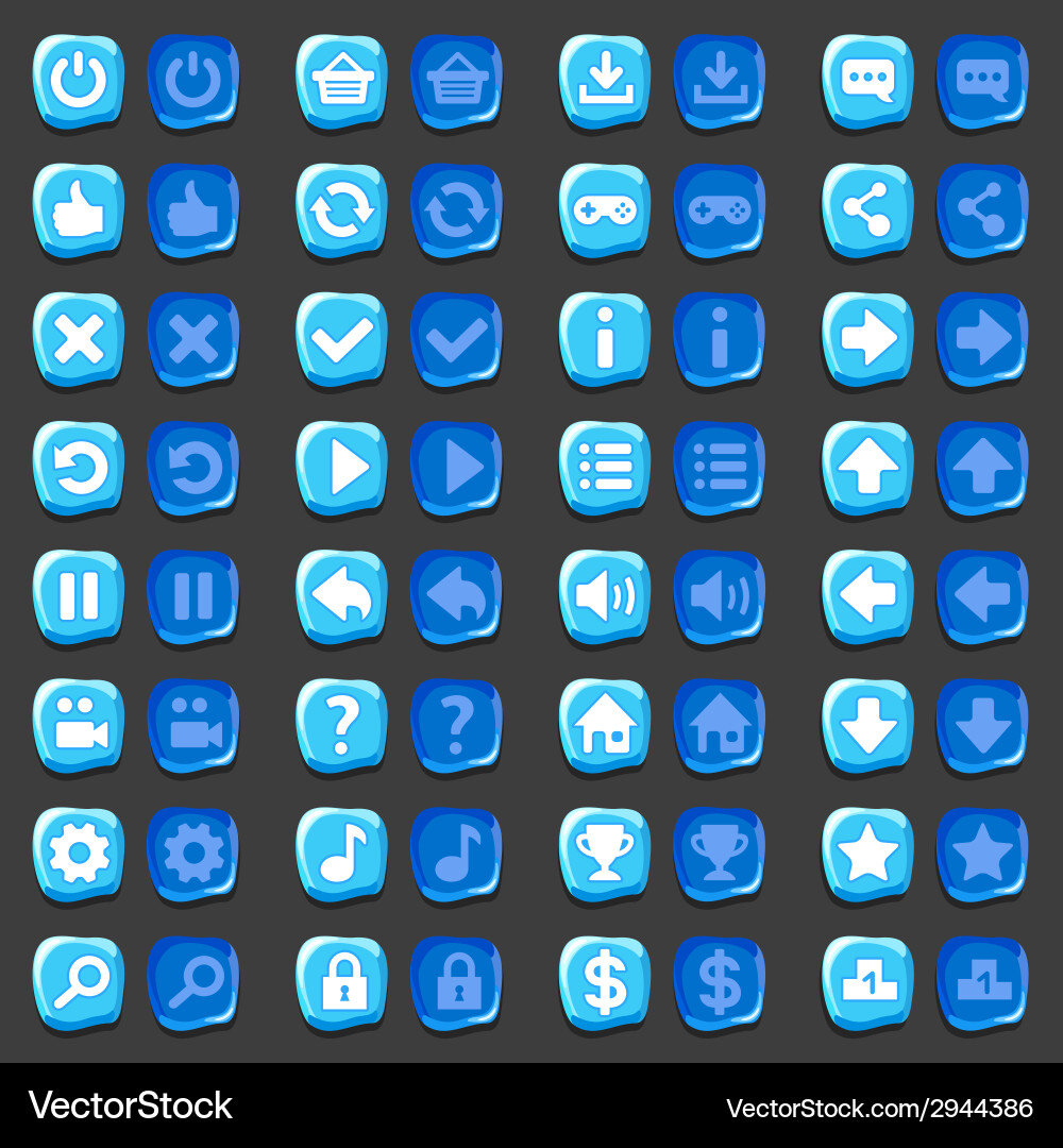 Ice Button Game Menu Icons vector image