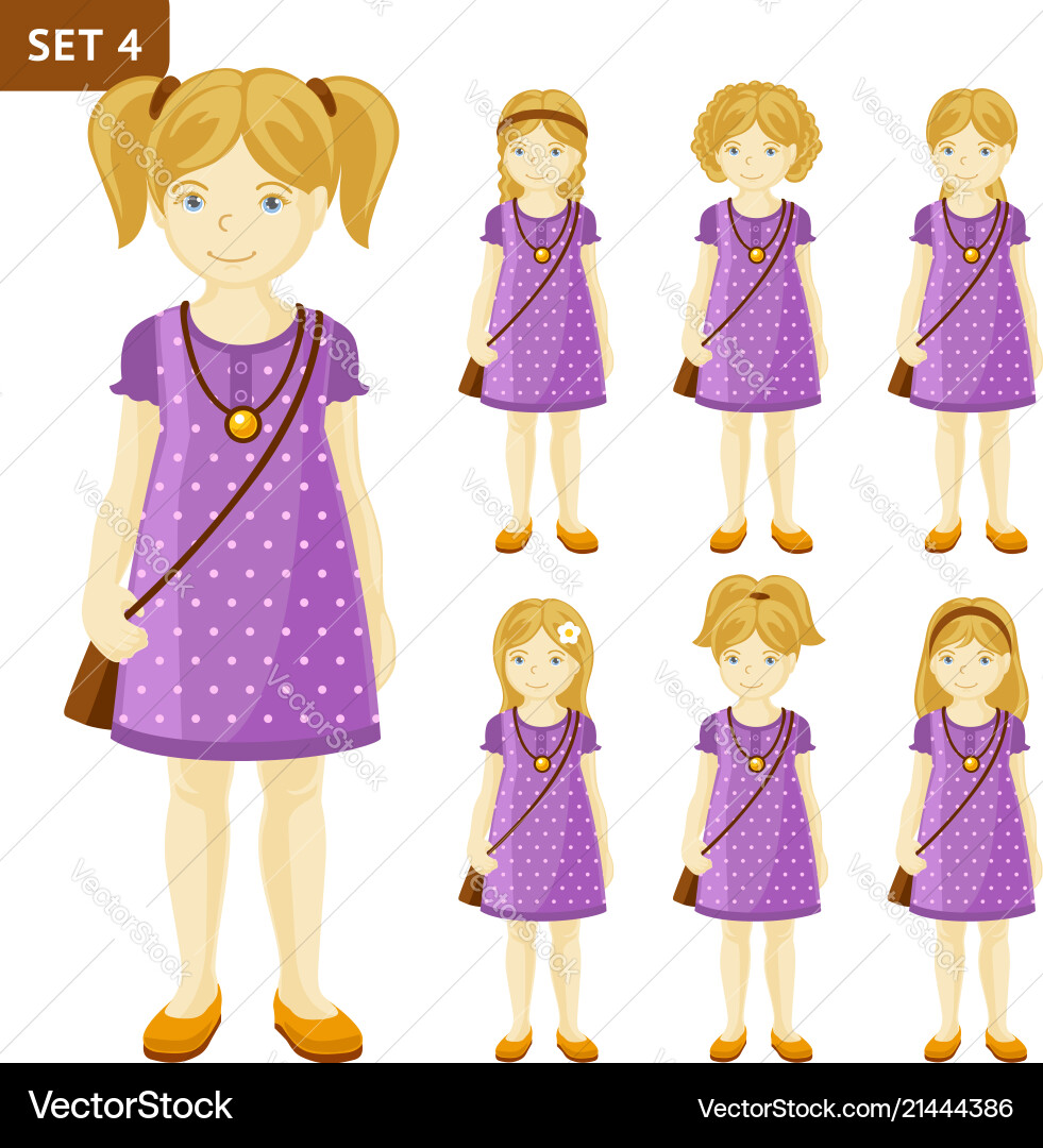 Kollektion süße kleine blonde Mädchen Kollektion süße kleine blonde Mädchen vektorbild
