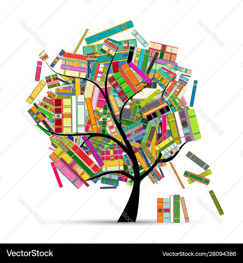 Library tree with books for your design Library tree with books for your design vector image