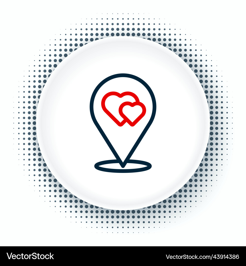 Line map pointer with heart icon isolated on white Line map pointer with heart icon isolated on white vector image