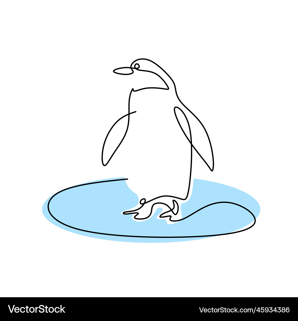 Penguin continuous one line drawing a Penguin continuous one line drawing a vector image
