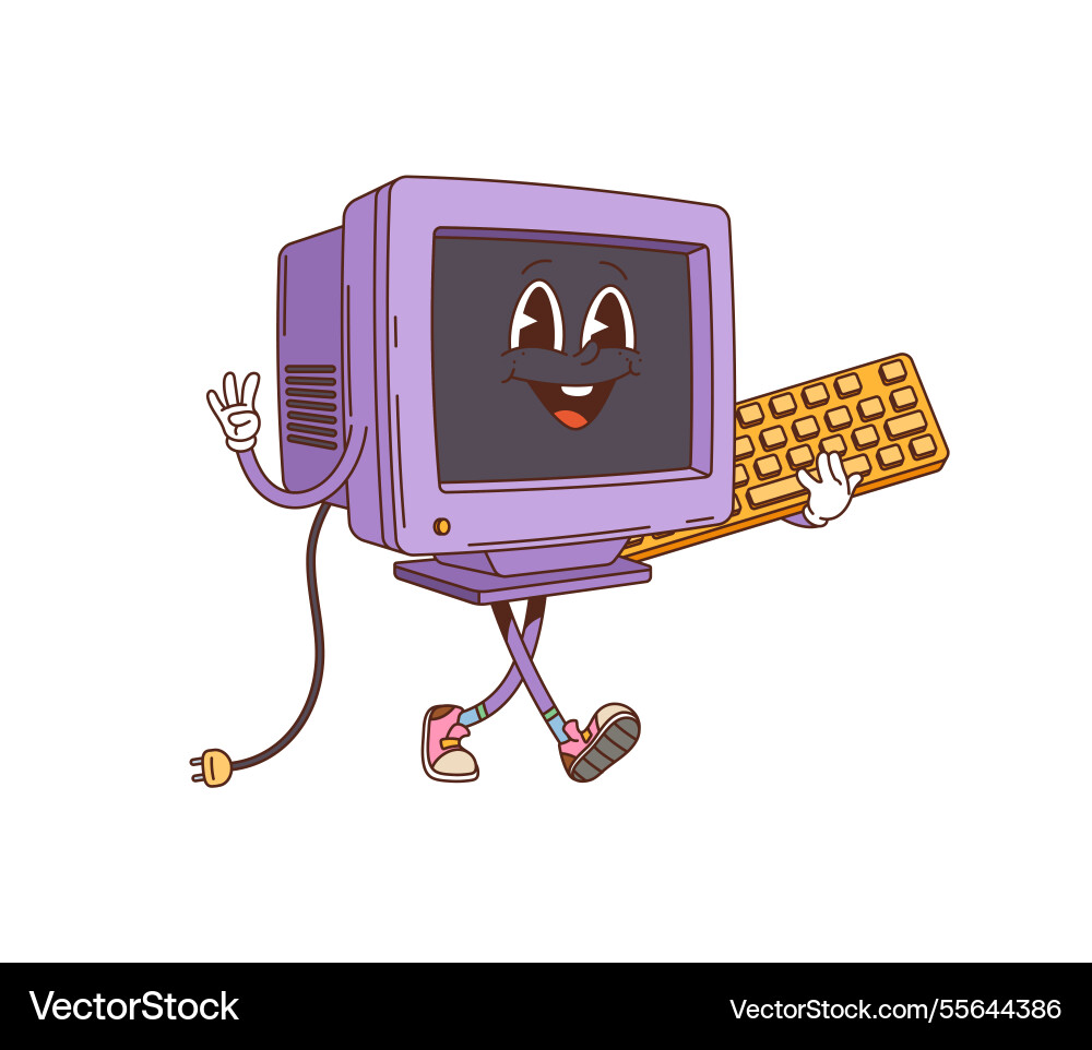 Retro Computer Character Vector Image