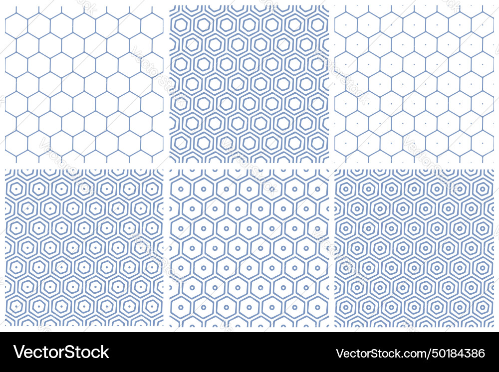 Seamless hexagons patterns set Seamless hexagons patterns set Vector Image
