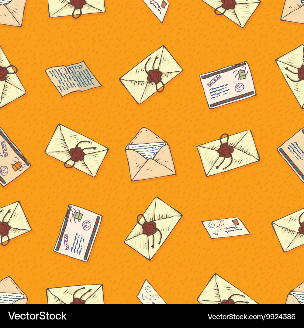 Seamless pattern with envelopes and letters Vector Image