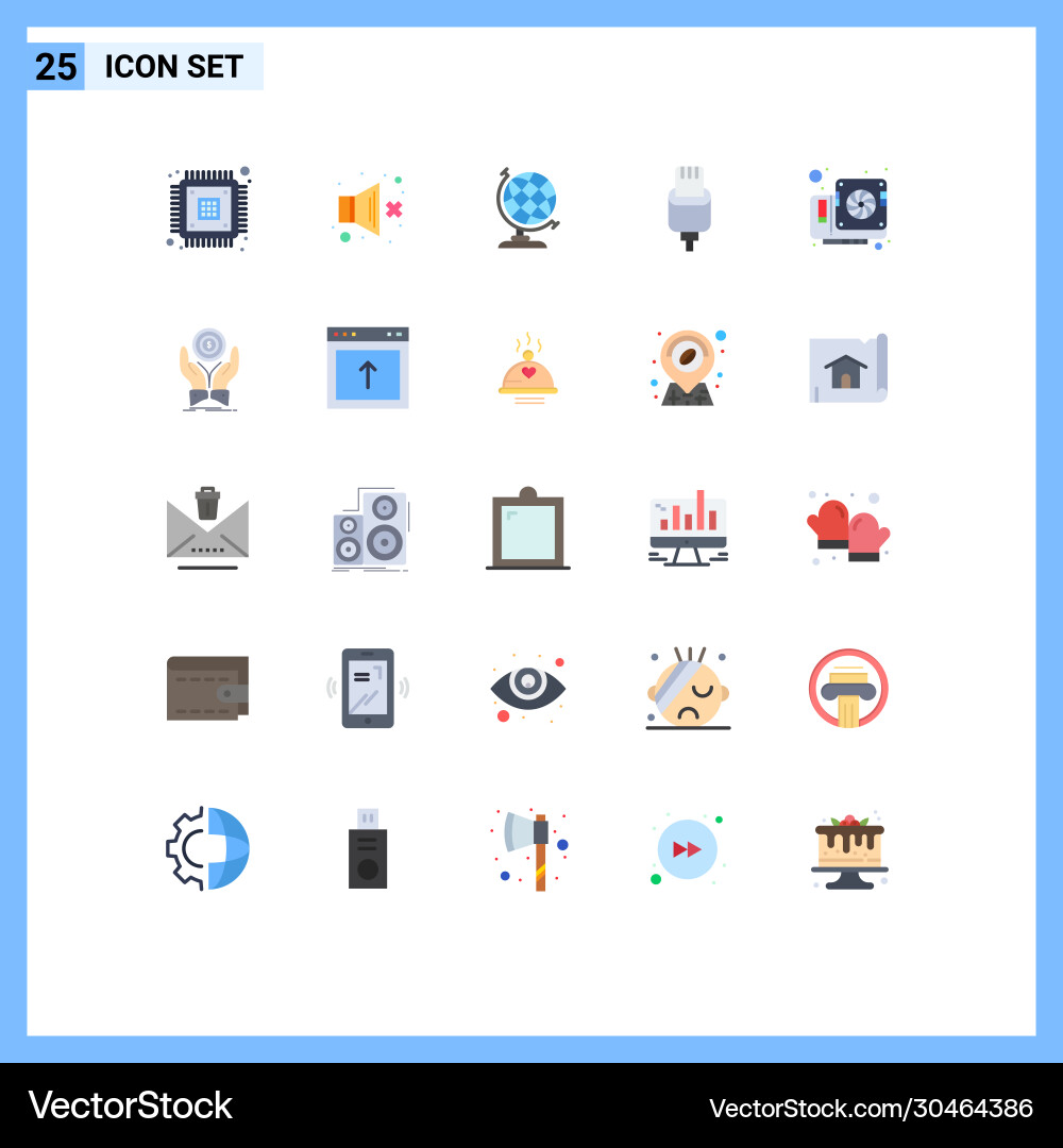 Set 25 flat colors on grid for computer Vector Image