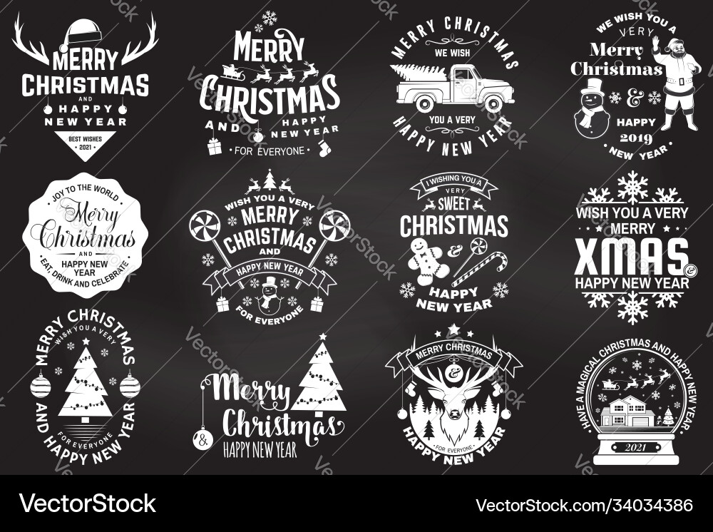 Set merry christmas and happy new year stamp Set merry christmas and happy new year stamp vector image