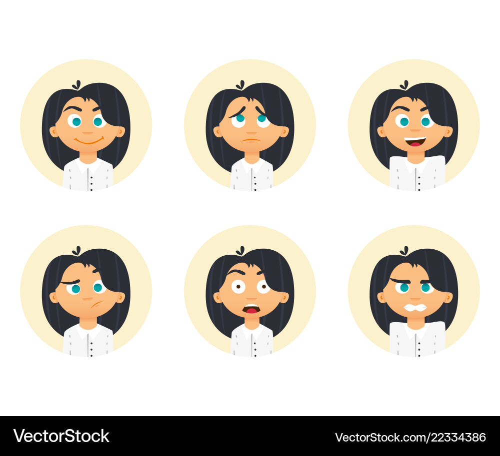 Set of business woman emotions facial expression Set of business woman emotions facial expression vector image
