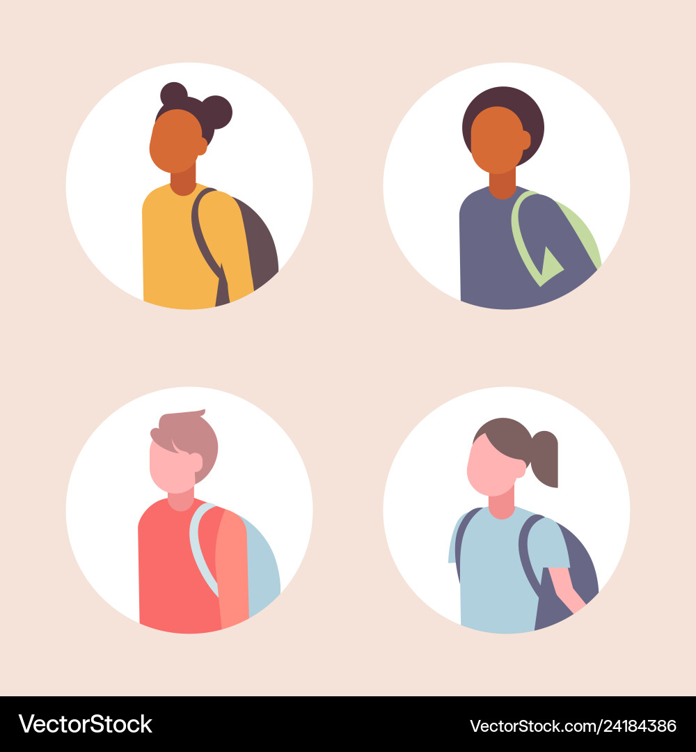 Set women men students avatar casual mix race Set women men students avatar casual mix race vector image
