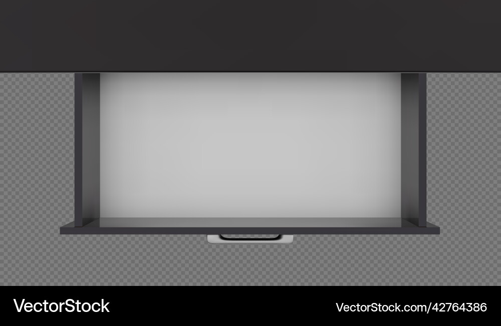 Top view of black empty open drawer cabinet Top view of black empty open drawer cabinet vector image