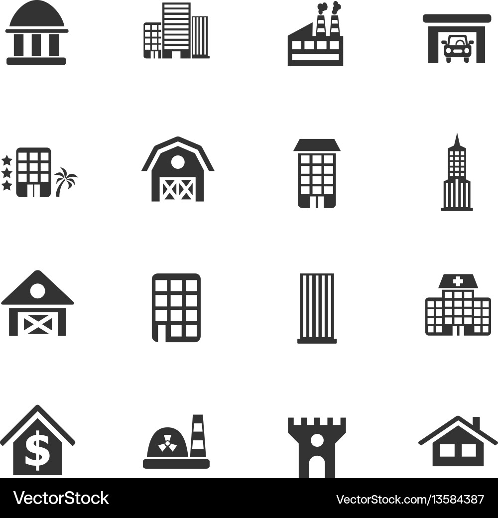 Building icon set Building icon set Vector Image