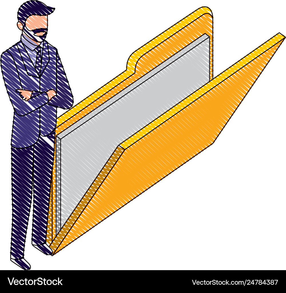 Businessman with folder file data network Businessman with folder file data network vector image
