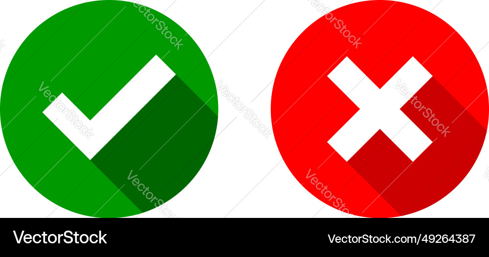Cross and check mark icon symbol set Cross and check mark icon symbol set vector image