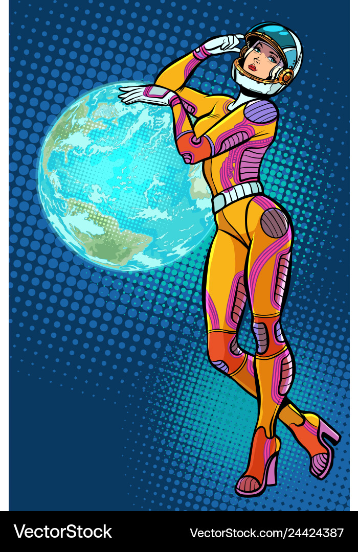 Earth day sexy beautiful woman astronaut Earth day sexy beautiful woman astronaut vector image