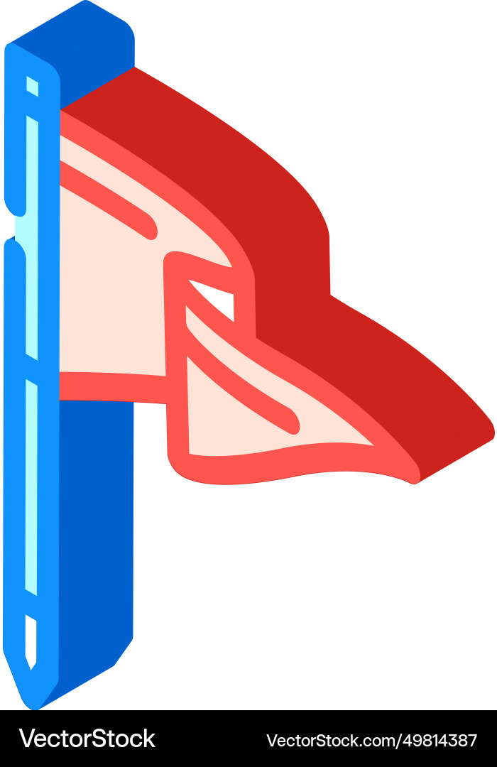 Flag pointer map location isometric icon Vector Image