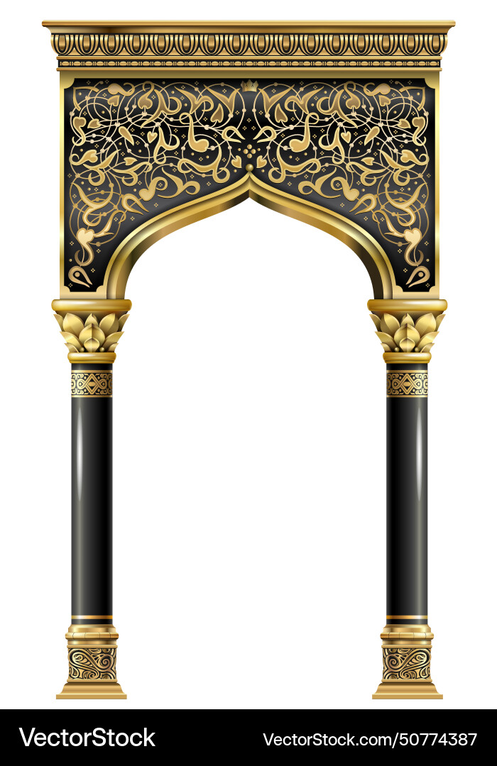 Golden Baroque Arch Portal Vector Image