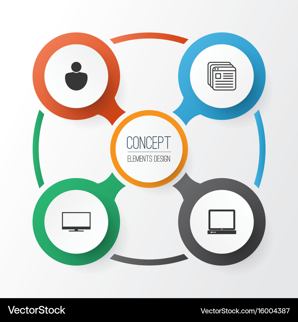 Internet icons set collection of pc display vector image