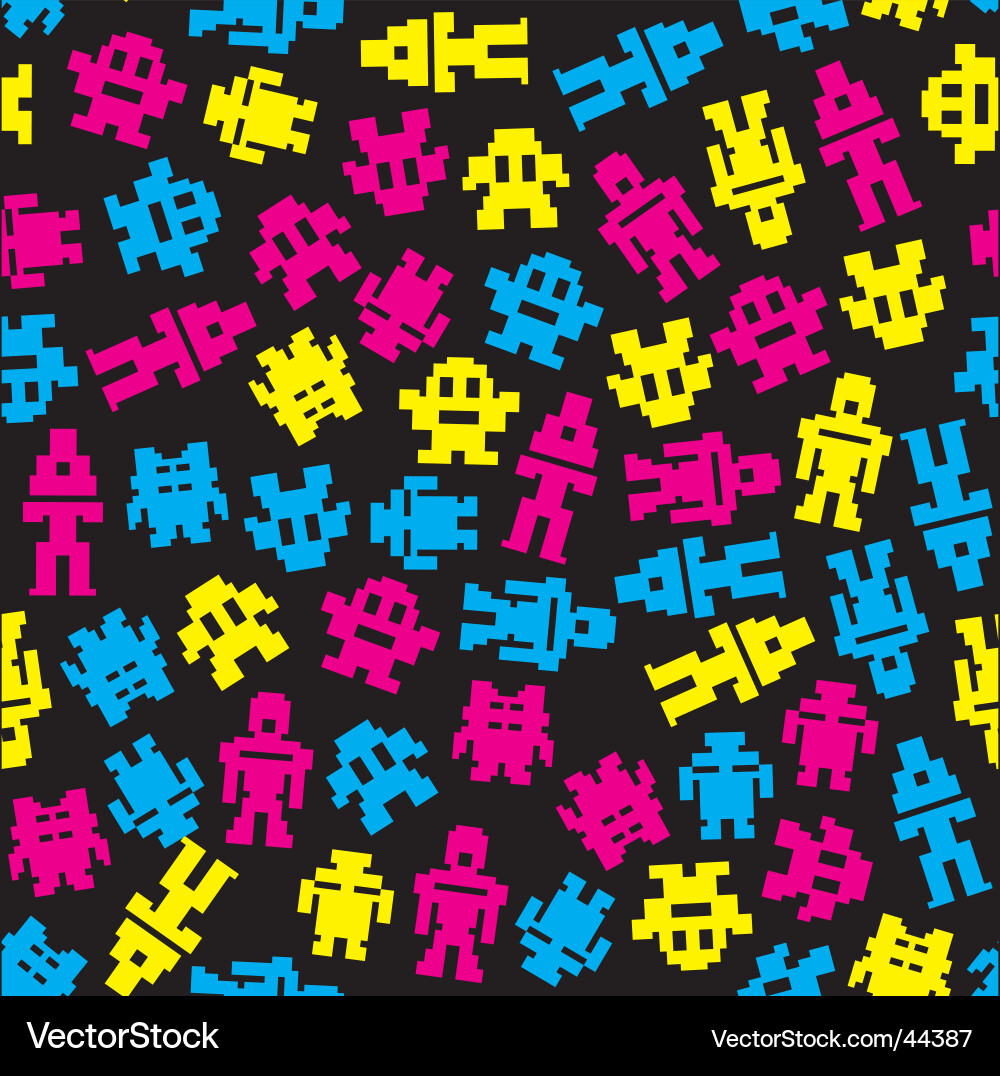 Invaders Retro Pattern Vector Image