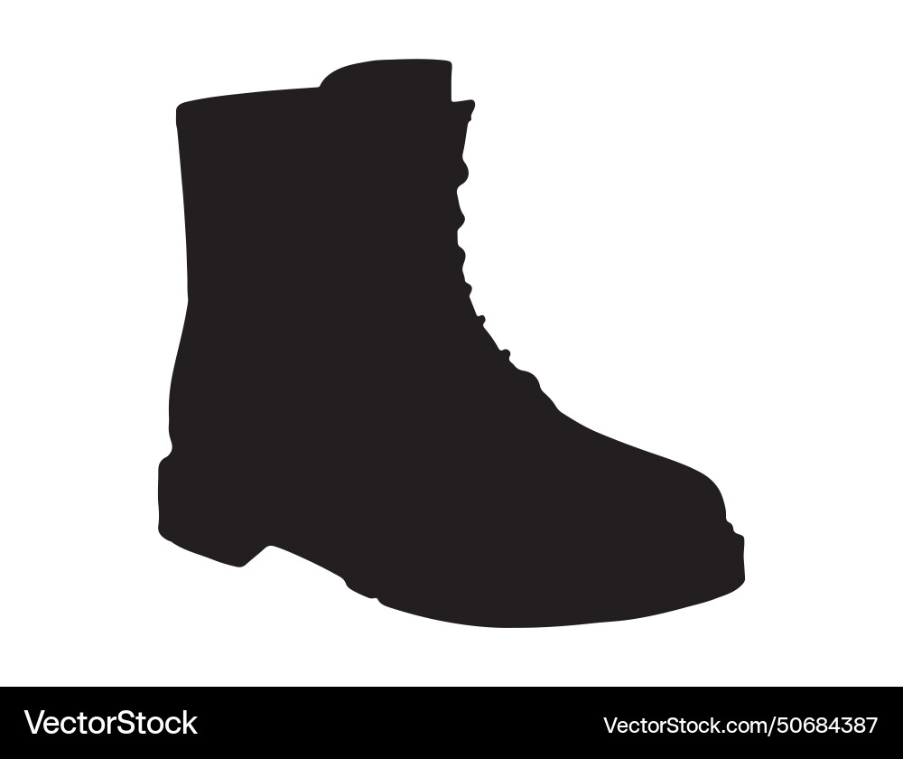 Military combat boot silhouette art Royalty Free Vector