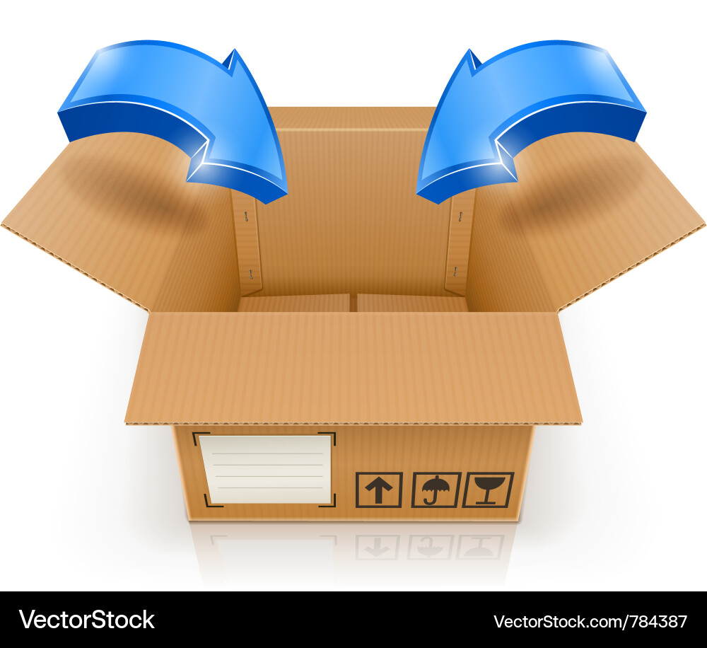 Open Box with Arrow Vector Image
