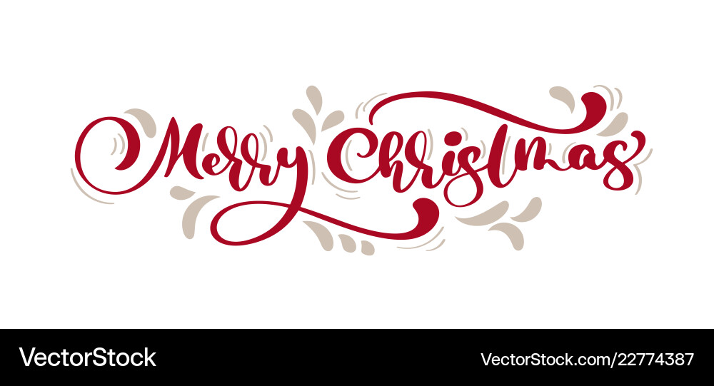 Red merry christmas vintage calligraphy lettering Red merry christmas vintage calligraphy lettering vector image