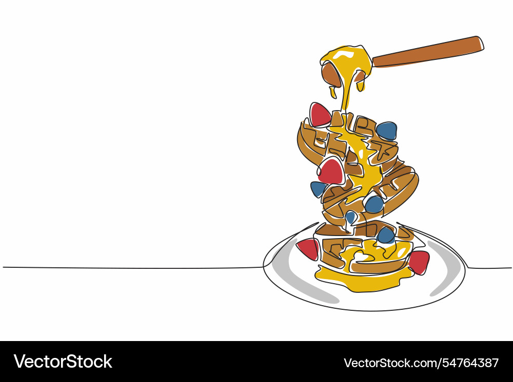 Single continuous line drawing round stacked Single continuous line drawing round stacked vector image