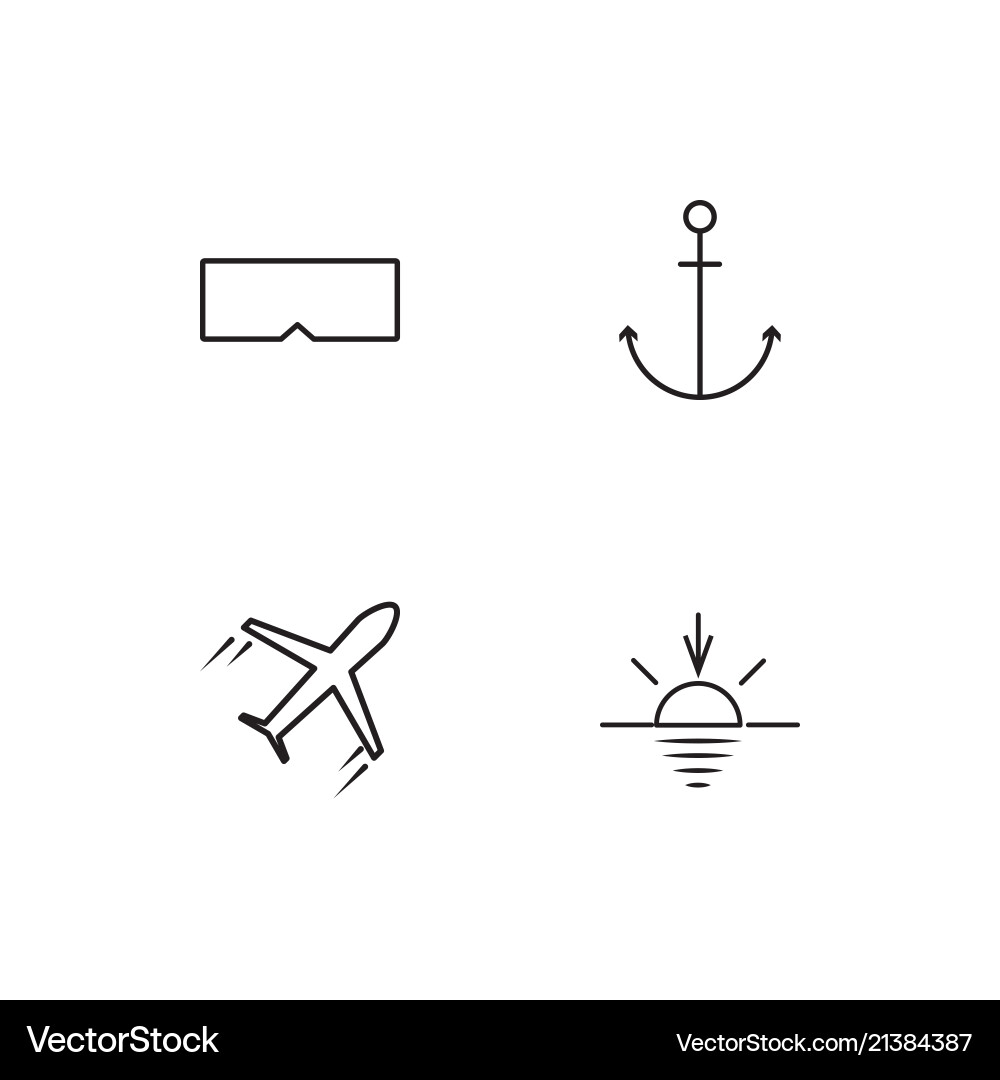 Summer linear icons set simple outline vector image