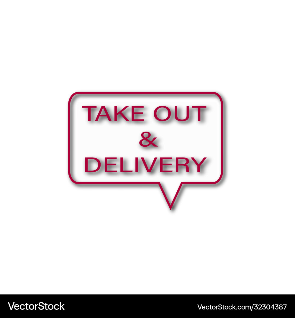 Take out delivery text written in drop shadow Take out delivery text written in drop shadow vector image