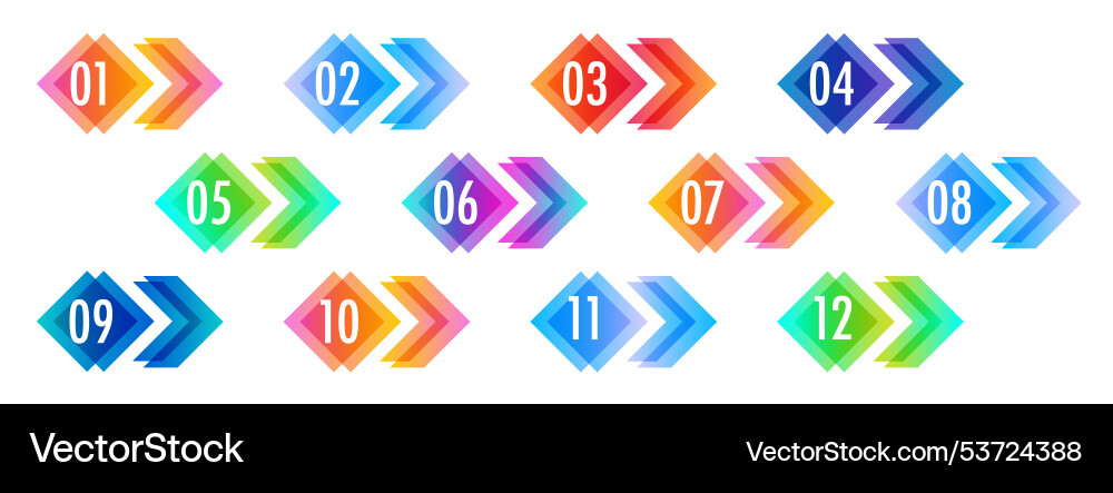 Bullet points numbers from 1 to 12 list markers Bullet points numbers from 1 to 12 list markers Vector Image