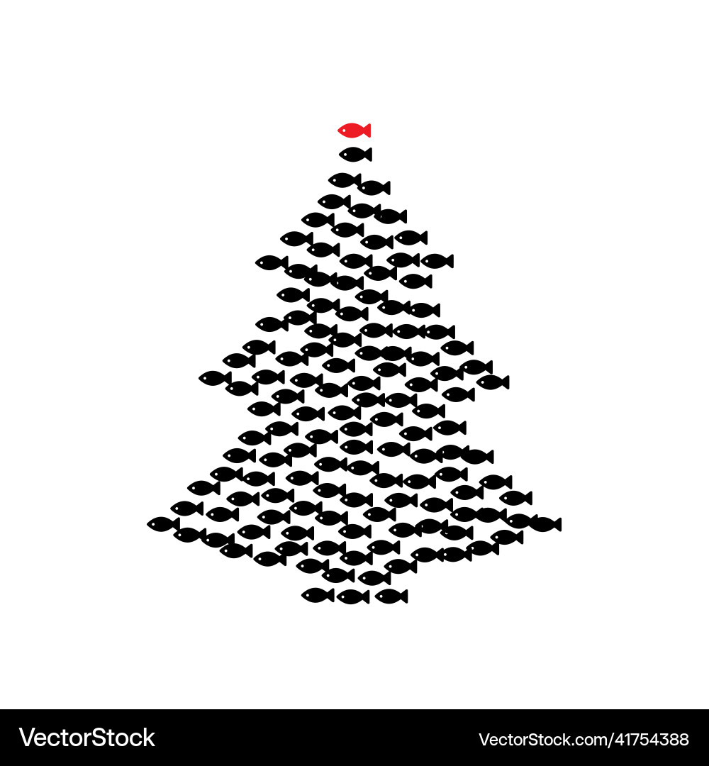 Christmas tree shape made of fish icons Vector Image